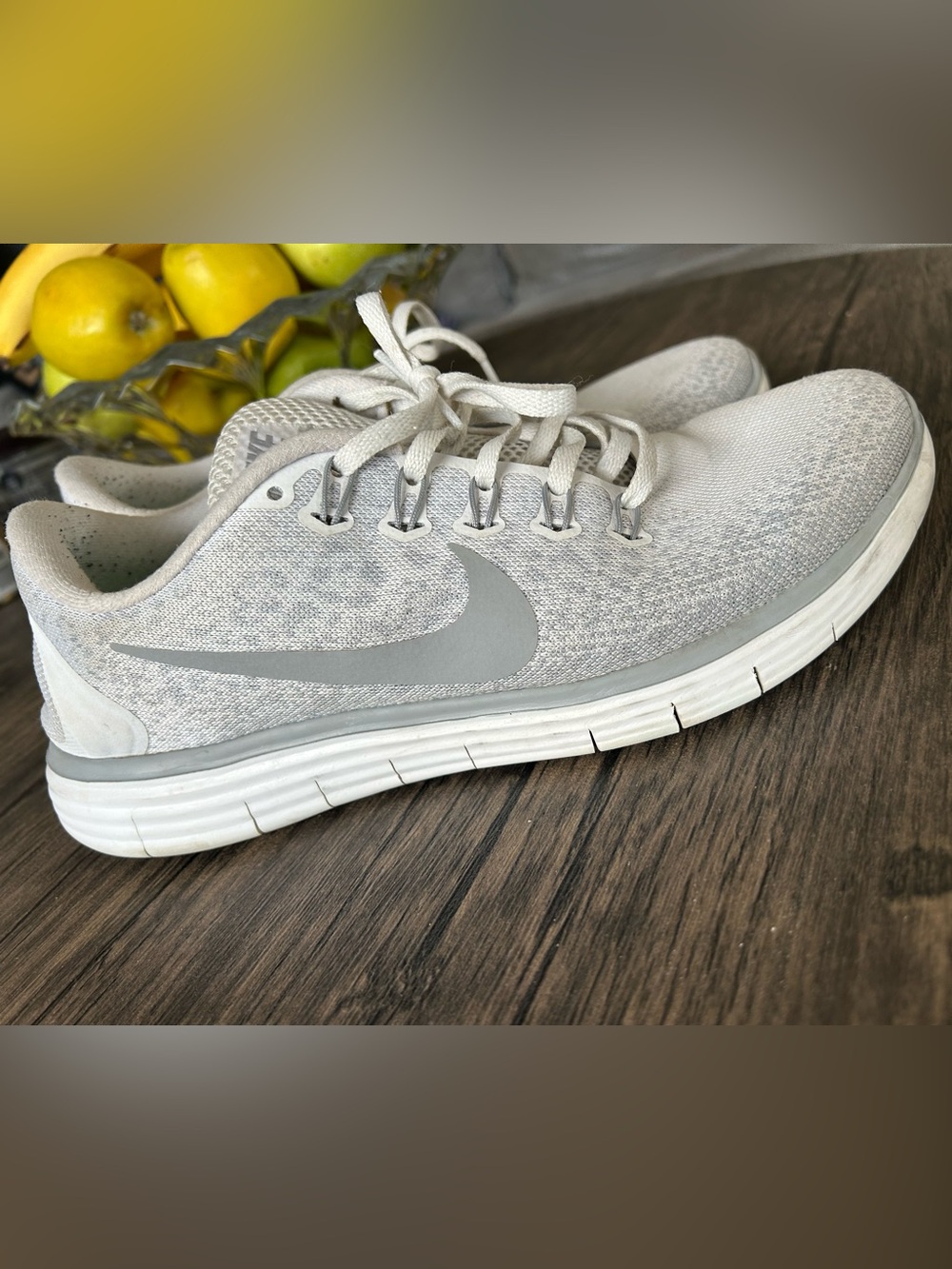 Nike White and Light Gray Mesh Running Sneakers